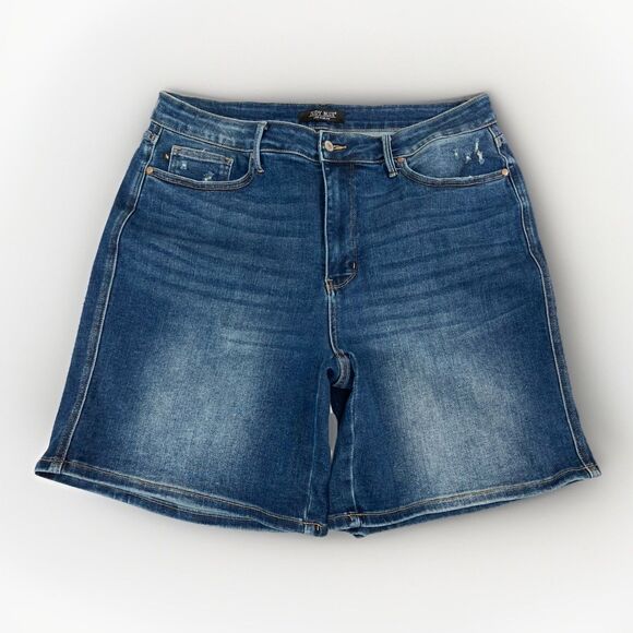 Judy Blue Women’s 3XL Denim Shorts High Waist Distressed Tummy Control Stretch - Picture 1 of 9